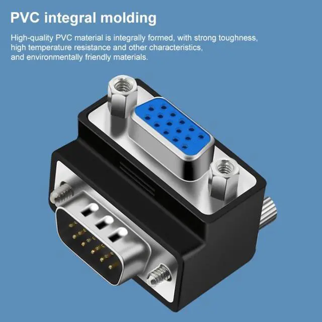 Alt view image 4 of 4 - 90 Degree VGA 15 Pin Male to Female Right Angle Adapter