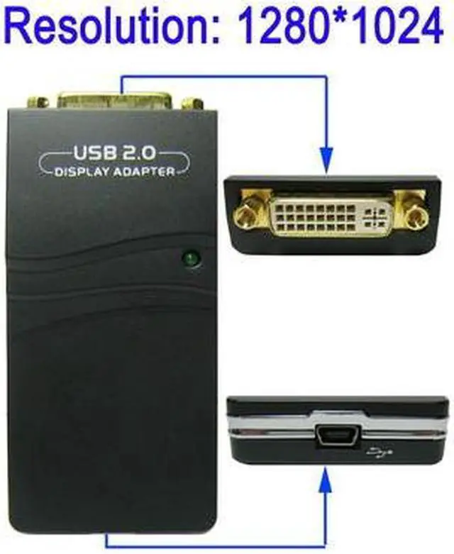 Alt view image 2 of 5 - USB 2.0 to VGA, DVI, HDMI Adapter, Resolution: 1280*1024 (Style 2)