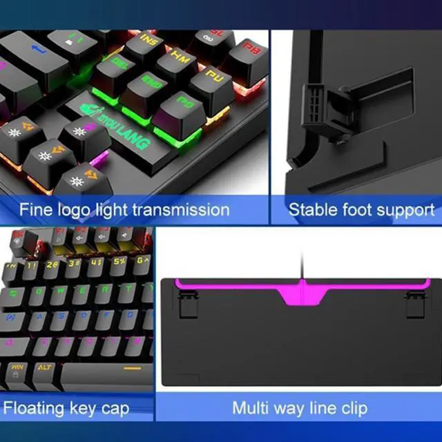 Alt view image 3 of 6 - ZIYOULANG K2 87 Keys Office Laptop Punk Glowing Mechanical Wired Keyboard, Cable Length: 1.5m, Color: Black, Size:K2 Black