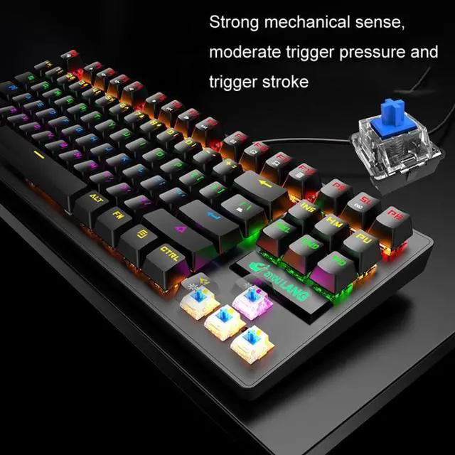 Alt view image 4 of 6 - ZIYOULANG K2 87 Keys Office Laptop Punk Glowing Mechanical Wired Keyboard, Cable Length: 1.5m, Color: Black, Size:K2 Black