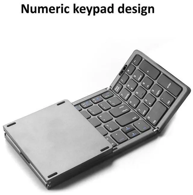 Alt view image 4 of 6 - B089 Bluetooth Foldable Keyboard with Numeric(Silver), Size:B089(Silver) (Grey)