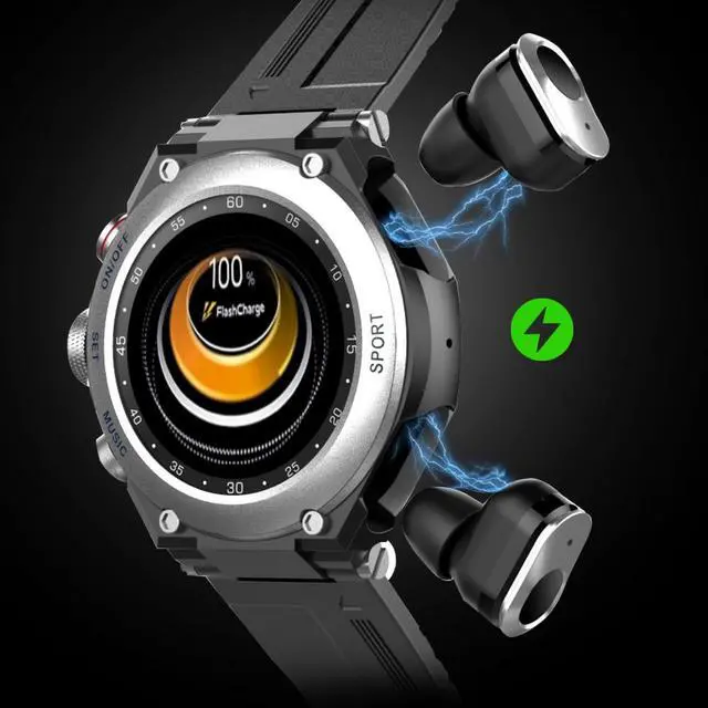 Alt view image 4 of 7 - T92 1.28 inch IPS Touch Screen 2 in 1 Bluetooth Headset Smart Watch, Support Heart Rate Monitoring/Bluetooth Music (Silver)