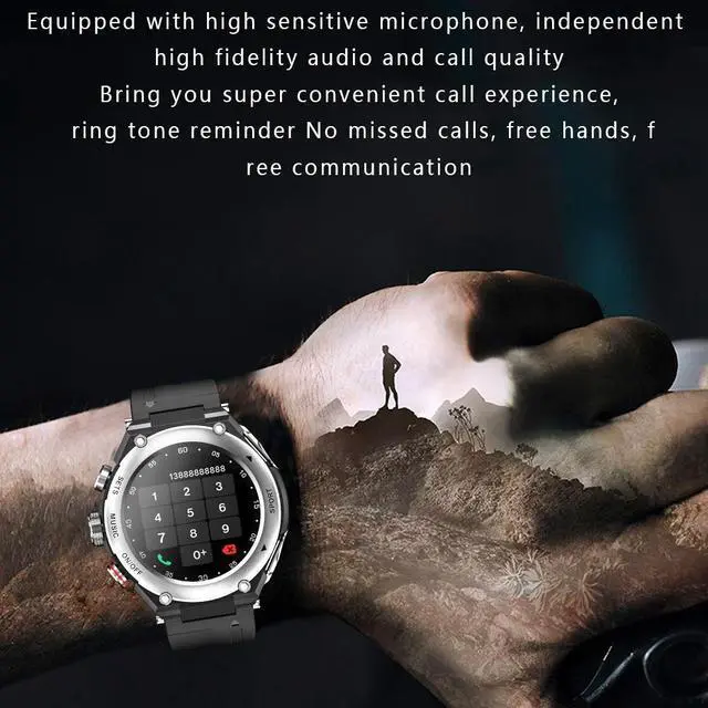 Alt view image 7 of 7 - T92 1.28 inch IPS Touch Screen 2 in 1 Bluetooth Headset Smart Watch, Support Heart Rate Monitoring/Bluetooth Music (Silver)