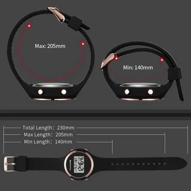 Alt view image 3 of 7 - SYNOKE 9108 Student Silicone Strap Electronic Watch (Black)