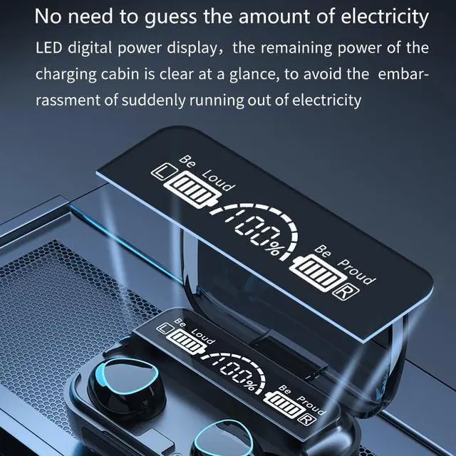 Alt view image 2 of 7 - M10 Bluetooth 5.1 TWS Digital Display Wireless Bluetooth Earphone with Charging Box, Support Touch & Siri & Battery Display (Green)