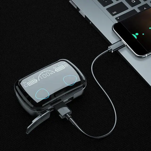 Alt view image 6 of 7 - M10 Bluetooth 5.1 TWS Digital Display Wireless Bluetooth Earphone with Charging Box, Support Touch & Siri & Battery Display (Green)