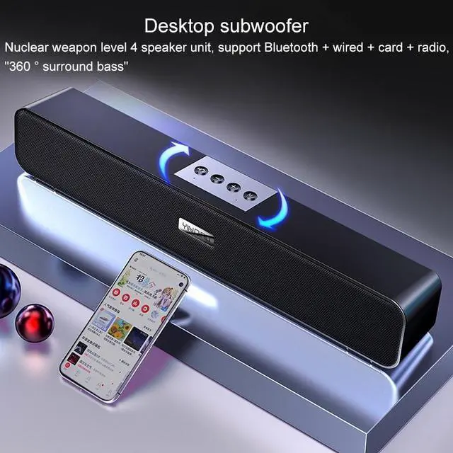 Alt view image 3 of 7 - YINDIAO A36 Bluetooth 5.0 Smart Subwoofer Computer Wireless Bluetooth Speaker, Bluetooth Upgrade Version (Black)
