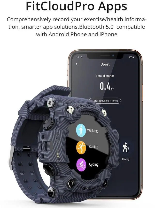 Alt view image 7 of 7 - Lokmat ATTACK 1.28 inch TFT LCD Screen Smart Watch, Support Sleep Monitor / Heart Rate Monitor / Blood Pressure Monitor ATTACK (Black)