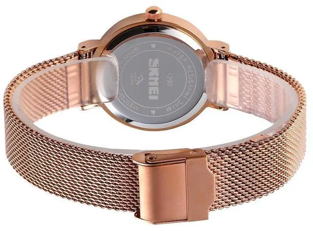 Alt view image 5 of 7 - Skmei 1595 Fashion Elegant Scale Free Steel Mesh Belt Women's Watch Waterproof Business Student Quartz Watch Female (Silver)