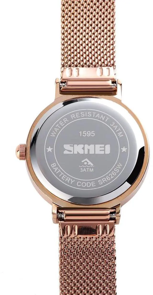 Alt view image 4 of 7 - Skmei 1595 Fashion Elegant Scale Free Steel Mesh Belt Women's Watch Waterproof Business Student Quartz Watch Female (Silver)