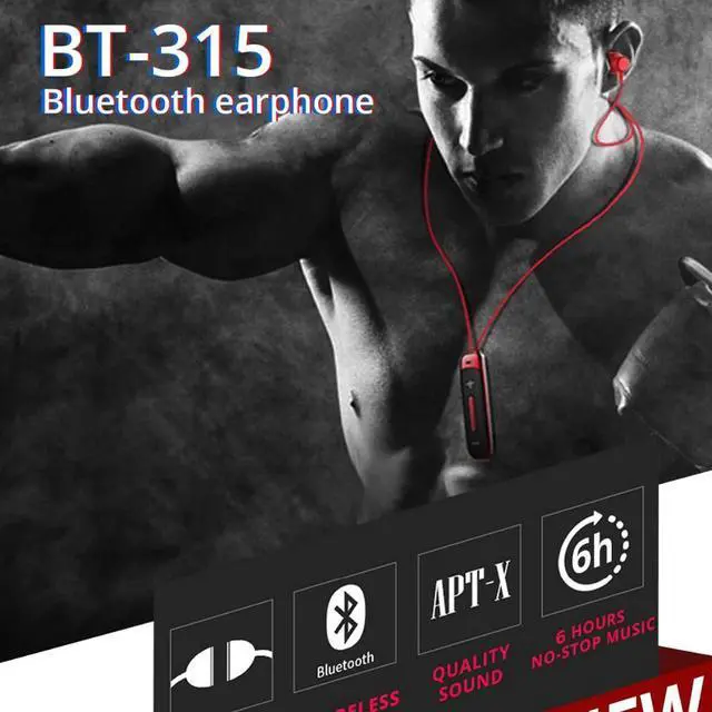 Alt view image 4 of 7 - BT315 Sport Bluetooth Headset Wireless Stereo Earphone Bluetooth 4.1 Earpiece With Mic Sport Bass Magnetic Necklace Earpiece (White)