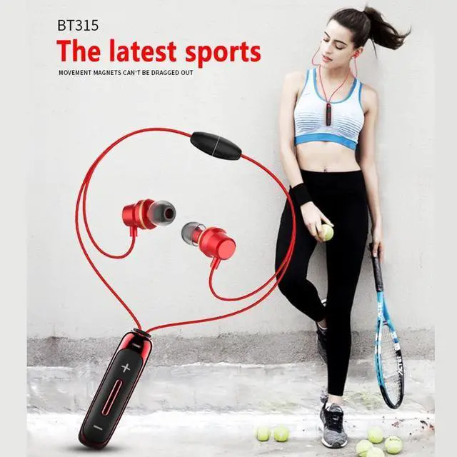 Alt view image 3 of 7 - BT315 Sport Bluetooth Headset Wireless Stereo Earphone Bluetooth 4.1 Earpiece With Mic Sport Bass Magnetic Necklace Earpiece (White)