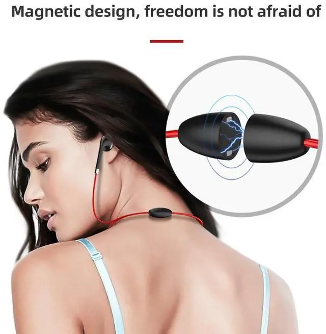 Alt view image 7 of 7 - BT313 Magnetic Earbuds Sport Wireless Headphone Handsfree bluetooth HD Stereo Bass Headsets with Mic (Black)