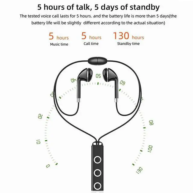 Alt view image 3 of 7 - BT313 Magnetic Earbuds Sport Wireless Headphone Handsfree bluetooth HD Stereo Bass Headsets with Mic (Black)