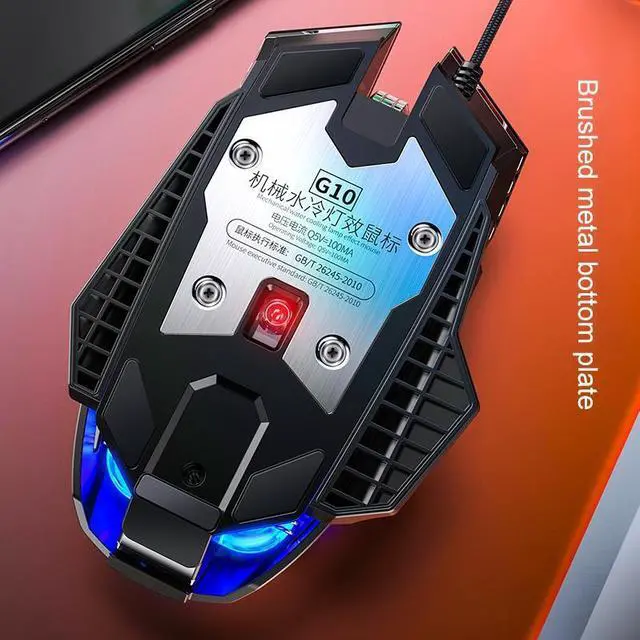 Alt view image 5 of 7 - YINDIAO G10 7200DPI 7-modes Adjustable 7-keys RGB Light Wired Metal Mechanical Hard Core Macro Mouse, Style: Audio Version (Black)