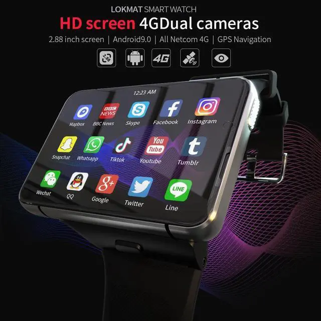 Alt view image 5 of 6 - LOKMAT APPLLP Max 4G Call Smart Watch, 2.88 inch MTK6761 Quad Core, 4GB+64GB, Android  9.0, GPS, Heart Rate (Black)