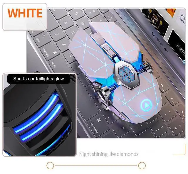 Alt view image 4 of 7 - YINDIAO A7 2.4GHz 1600DPI 3-modes Adjustable 7-keys Rechargeable RGB Light Wireless Silent Gaming Mouse (Black)