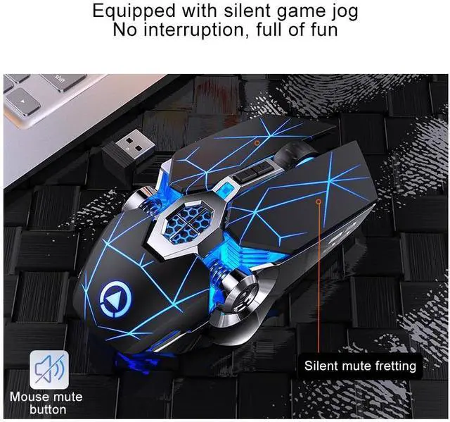Alt view image 5 of 7 - YINDIAO A7 2.4GHz 1600DPI 3-modes Adjustable 7-keys Rechargeable RGB Light Wireless Silent Gaming Mouse (Black)