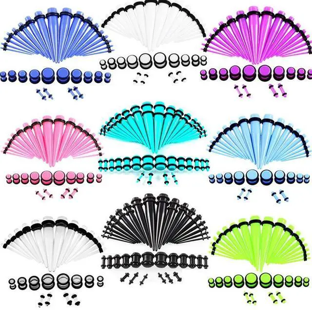 Alt view image 2 of 4 - 36PCS Unisex Acrylic Ear Expansion Ear Extender 14G-00G Accessories Set (Black)