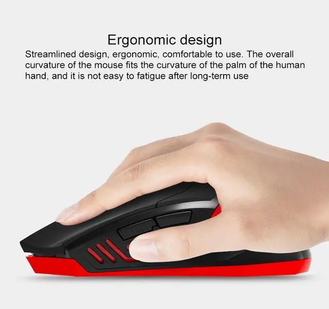 Alt view image 6 of 7 - ET X-08 7-keys 2400DPI 2.4G Wireless Mute Gaming Mouse with USB Receiver & Colorful Backlight (Black)