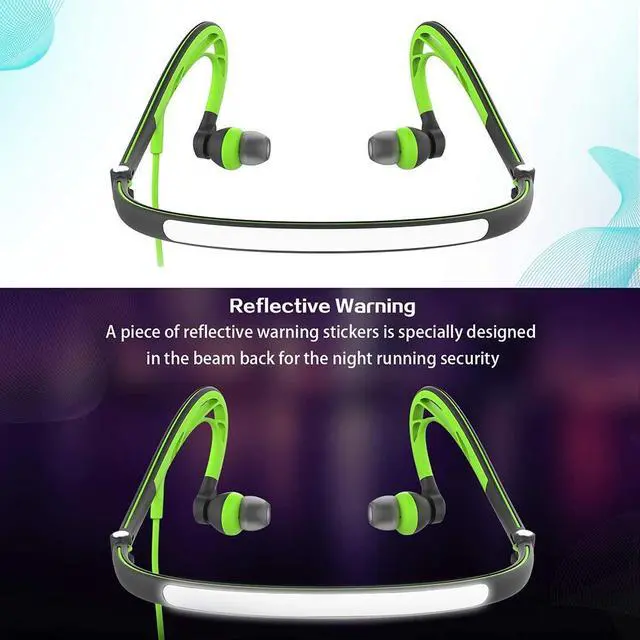 Alt view image 5 of 7 - Mucro ML233 Foldable Wired Running Sports Headphones Night Neckband In-Ear Stereo Earphones, Cable Length: 1.2m (Style 1)