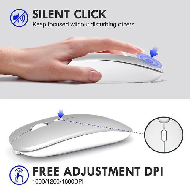 Alt view image 4 of 7 - Inphic PM1 Office Mute Wireless Laptop Mouse, Style:Battery Display Battery Display (Magic Black)
