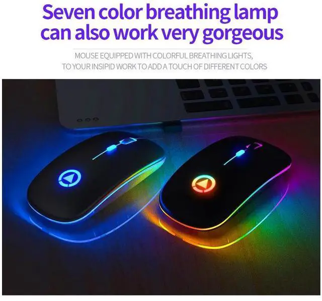 Alt view image 3 of 7 - YINDIAO A2 2.4GHz 1600DPI 3-modes Adjustable RGB Light Rechargeable Wireless Silent Mouse (Grey)