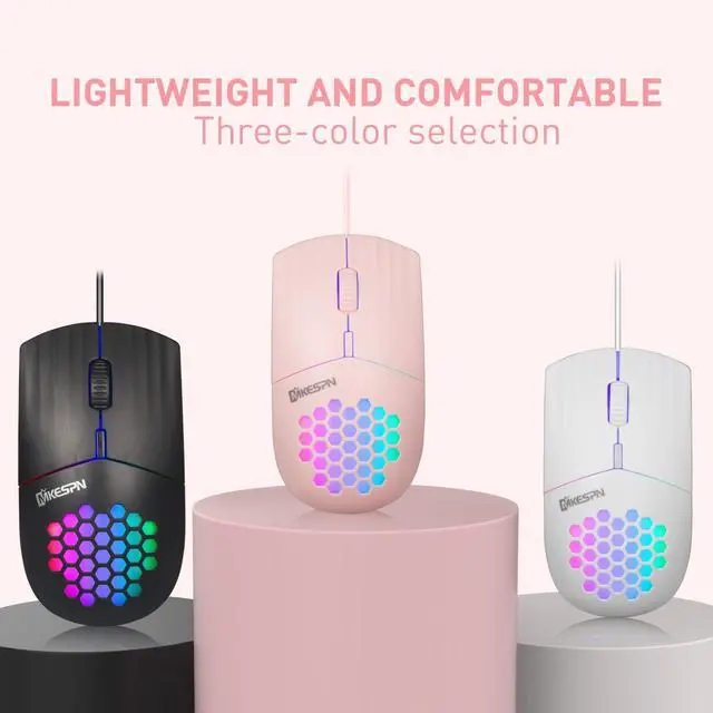 Alt view image 2 of 5 - MKESPN SXS-838 Type-C Interface RGB Hollow Wired Mouse (Pink)