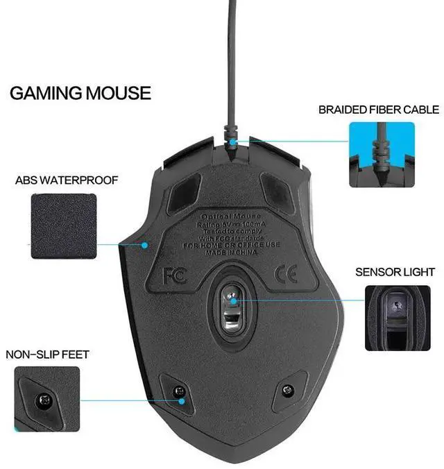 Alt view image 6 of 7 - Inphic PW1 Game Mute Macro Definition Illuminated Wired Mouse, Cable Length: 1.5m Mute Titanium Gray Game Version (Titanium Gray Game Version)
