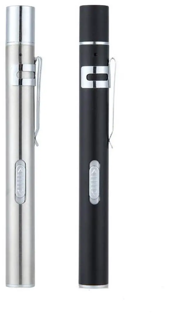 Alt view image 2 of 4 - Flashlight Pupil Pen Light Yellow White Dual Light Source Dental Light LED Stainless Steel Morning Inspection Light, Size:Flashlight Pupil Pen Light (Black) (Black )