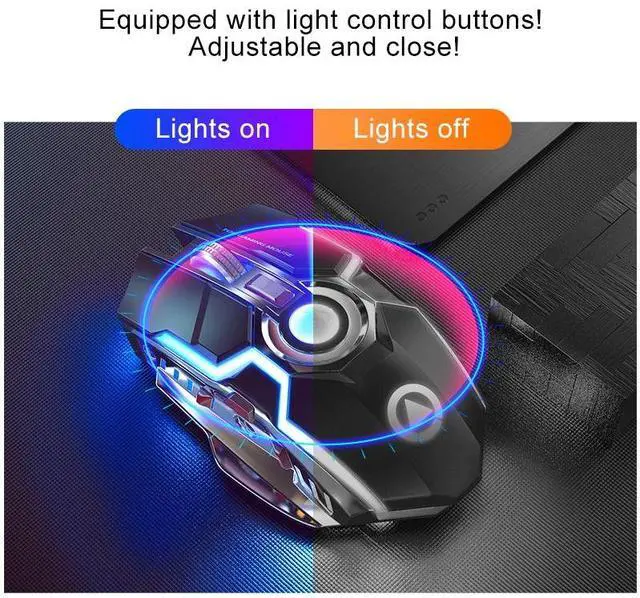 Alt view image 4 of 6 - YINDIAO A5 2.4GHz 1600DPI 3-modes Adjustable Rechargeable RGB Light Wireless Silent Gaming Mouse (Grey)