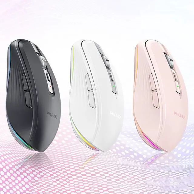 Alt view image 2 of 6 - Fmouse M303 2400DPI Bluetooth&2.4G Dual Modes Rechargeable RGB Mouse (Gray)
