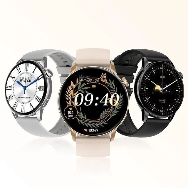 Alt view image 2 of 6 - HD1 1.3 Inch AMOLED Screen Smart Watch with NFC Function (Gold Steel+Silicone Strap)