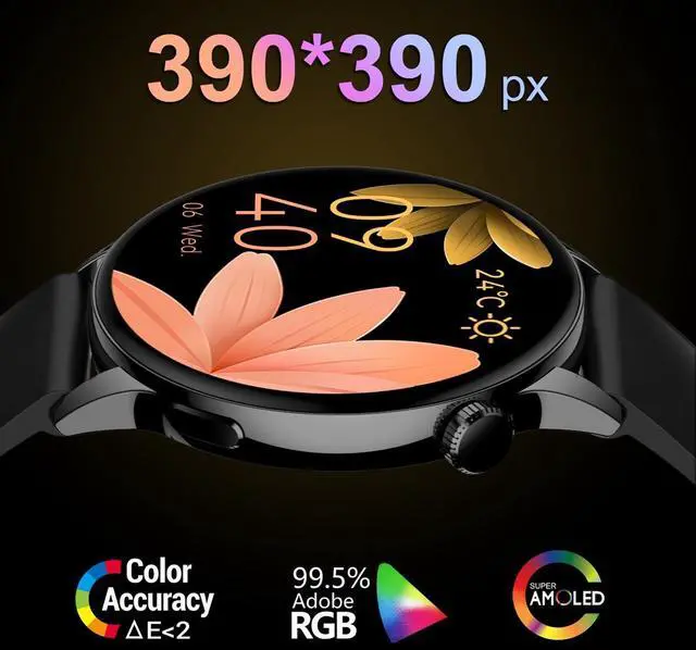 Alt view image 3 of 6 - HD1 1.3 Inch AMOLED Screen Smart Watch with NFC Function (Gold Steel+Silicone Strap)