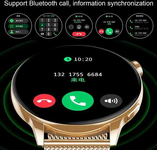 Alt view image 4 of 6 - HD1 1.3 Inch AMOLED Screen Smart Watch with NFC Function (Gold Steel+Silicone Strap)