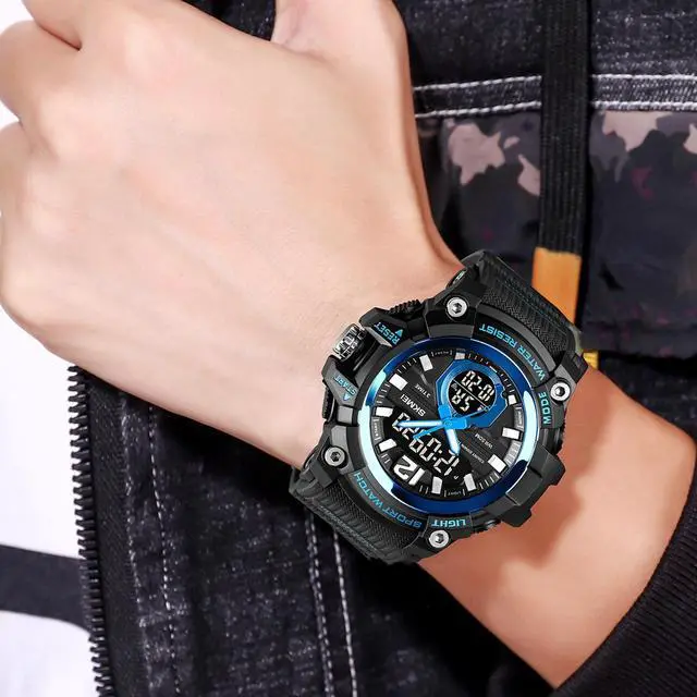 Alt view image 7 of 7 - SKMEI 1725 Three Time LED Digital Display Timing Luminous Electronic Watch (Red)