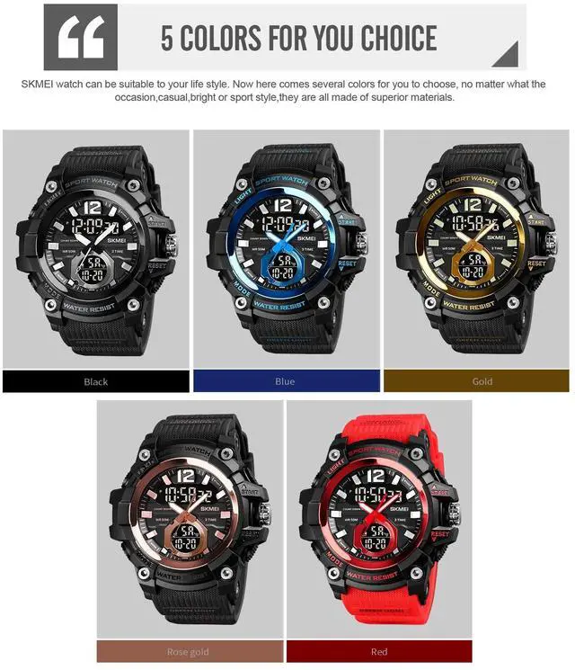 Alt view image 2 of 7 - SKMEI 1725 Three Time LED Digital Display Timing Luminous Electronic Watch (Red)