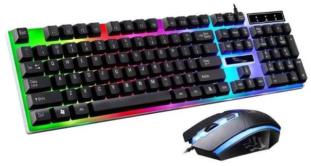 Alt view image 2 of 7 - ZGB G21 1600 DPI Professional Wired Colorful Backlight Mechanical Feel Suspension Keyboard + Optical Mouse Kit for Laptop, PC (Black)