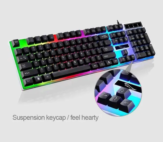 Alt view image 5 of 7 - ZGB G21 1600 DPI Professional Wired Colorful Backlight Mechanical Feel Suspension Keyboard + Optical Mouse Kit for Laptop, PC (Black)