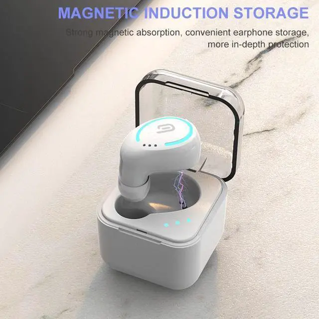 Alt view image 6 of 6 - M-B8 Bluetooth 5.0 Mini Invisible In-ear Stereo Wireless Bluetooth Earphone with Charging Box (Black)