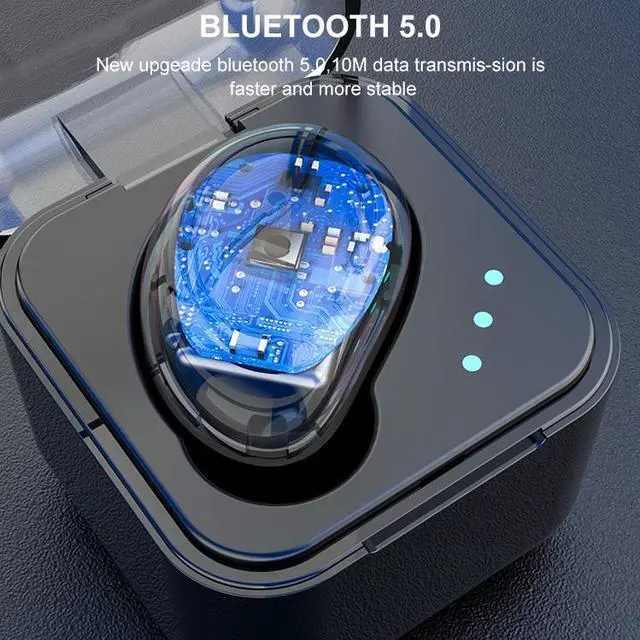 Alt view image 3 of 6 - M-B8 Bluetooth 5.0 Mini Invisible In-ear Stereo Wireless Bluetooth Earphone with Charging Box (Black)