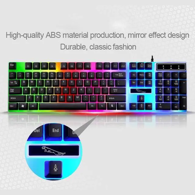 Alt view image 3 of 7 - ZGB G21 1600 DPI Professional Wired Colorful Backlight Mechanical Feel Suspension Keyboard + Optical Mouse Kit for Laptop, PC (Black)