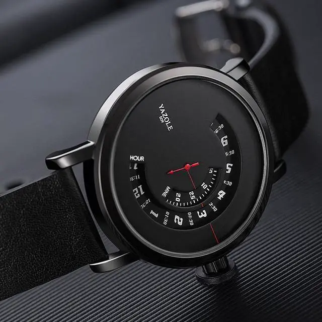 Alt view image 2 of 6 - YAZOLE Turntable Men Quartz Watch (519 Black Tray Black Belt)