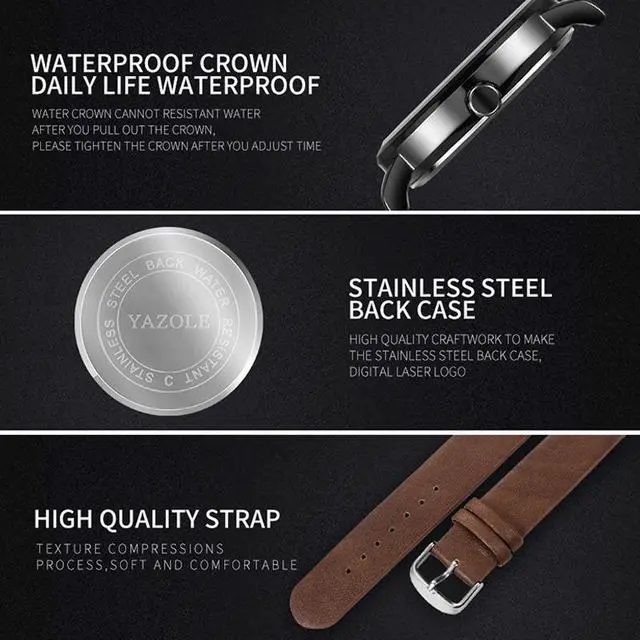 Alt view image 4 of 6 - YAZOLE Turntable Men Quartz Watch (519 Black Tray Black Belt)