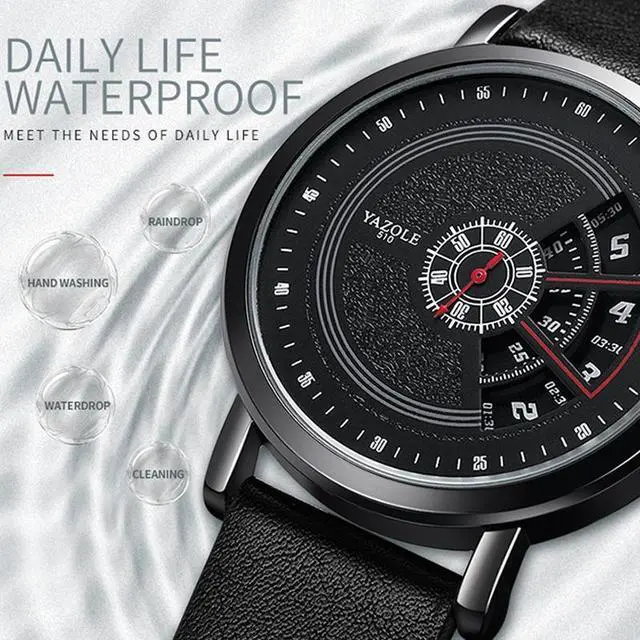 Alt view image 5 of 6 - YAZOLE Turntable Men Quartz Watch (519 Black Tray Black Belt)