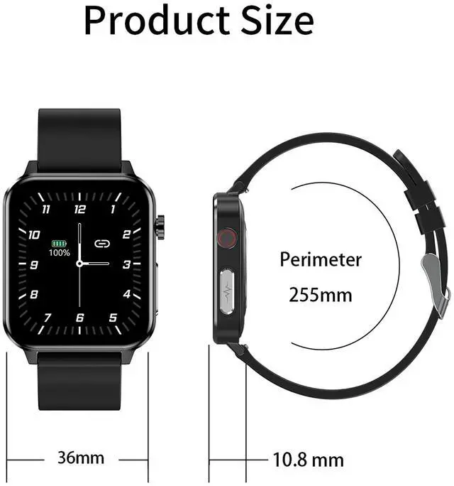 Alt view image 3 of 7 - E86 1.7 inch TFT Color Screen IP68 Waterproof Smart Watch, Support Blood Oxygen Monitoring / Body Temperature Monitoring / AI Medical Diagnosis, Style: Leather Strap (Brown)
