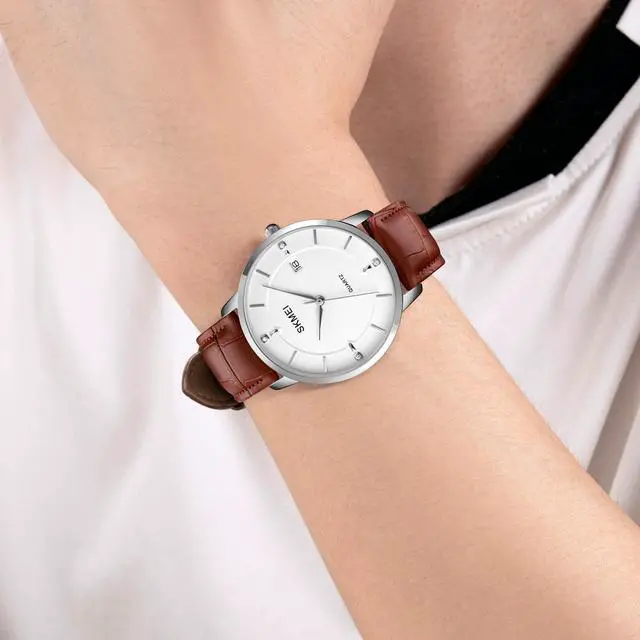 Alt view image 6 of 6 - SKMEI 1801 Men Casual Calendar Quartz Watch(Gold and White) (Silver Steel Belt)