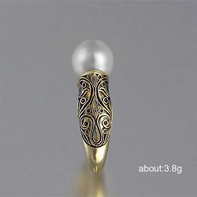 Alt view image 2 of 4 - Women Retro Style Inlaid Delicate Synthetic Pearl Ring Jewelry (5)