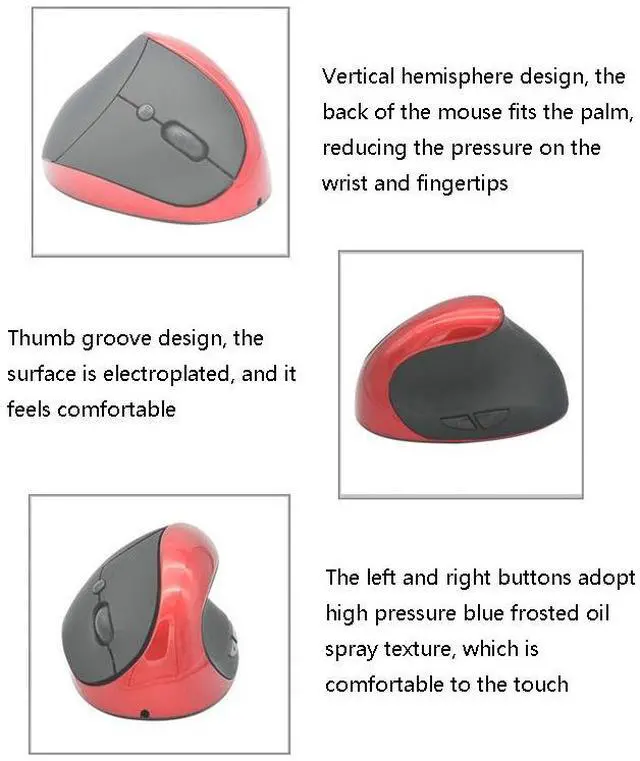 Alt view image 3 of 4 - JSY-03 6 Keys Wireless Vertical Charging Mouse Ergonomic Vertical Optical Mouse (Red)