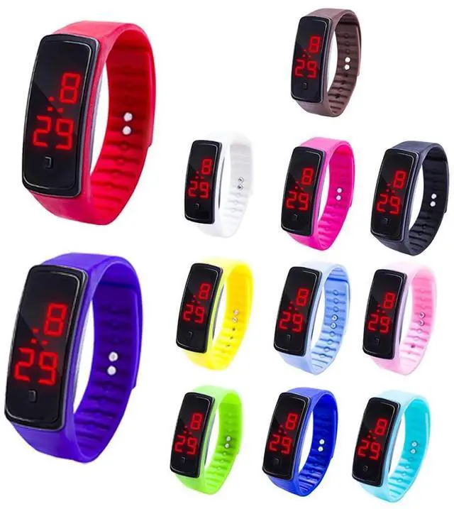 Alt view image 2 of 6 - LED Digital Display Silicone Bracelet Children Electronic Watch (White)